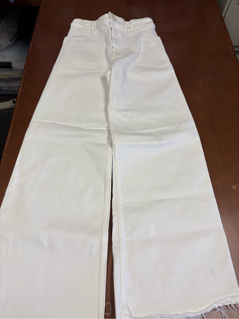 Zara White High Rise Wide Leg Jeans